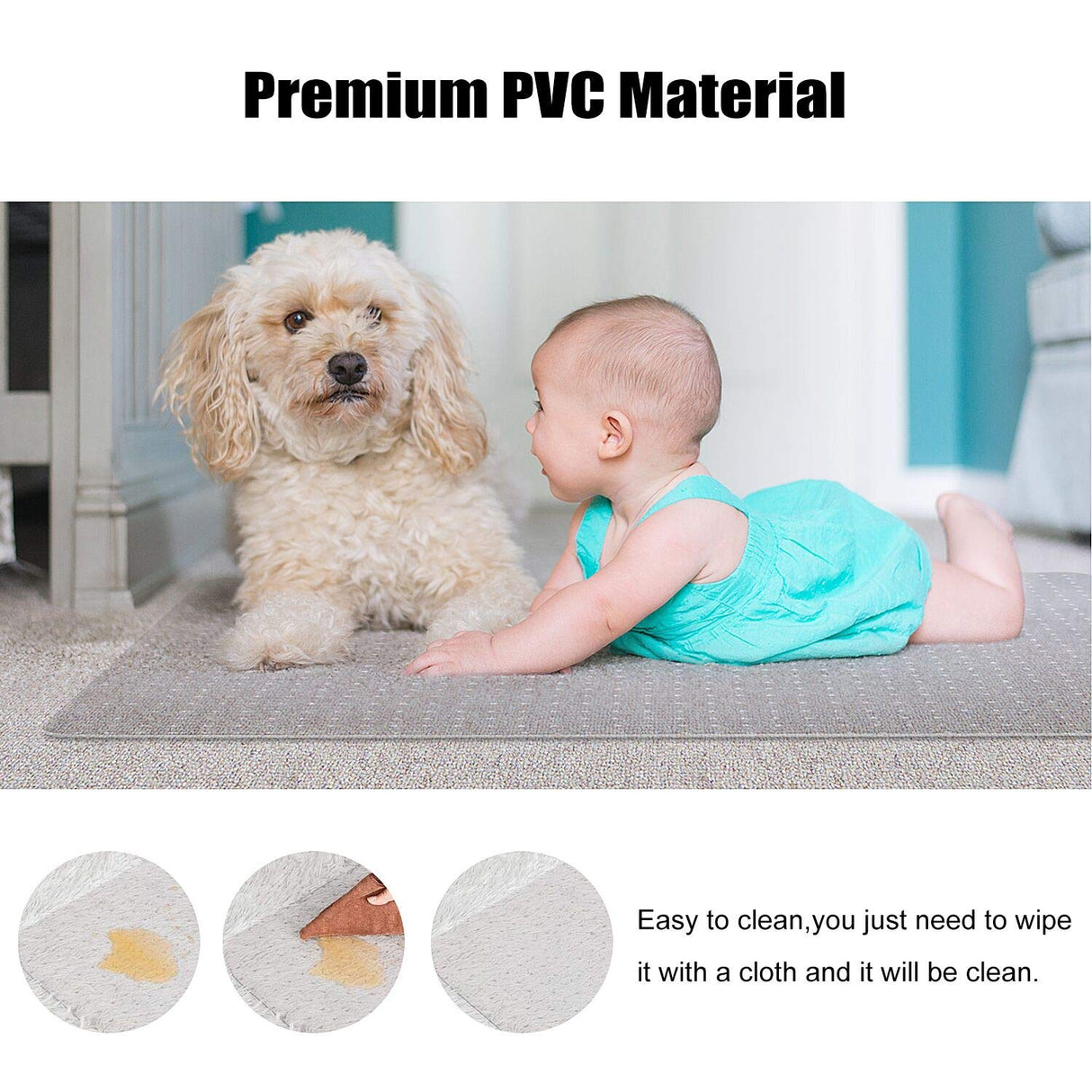 Kuyal Desk Chair Mat for Carpet, 51'' x 63'' Rectangle Transparent Mats for Chairs Good for Desks, Office and Home, Easy Glide, Protects Floors for Low and No Pile Carpeted Floors