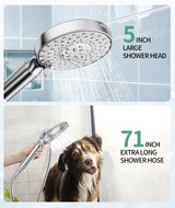 SR SUN RISE Filtered Shower Head with Handheld High Pressure 9 Spray Mode Showerhead Detachable Shower Head Water Softener Filters Beads for Hard Water Remove Chlorine 1 Filter Chrome