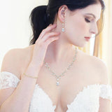 BriLove Gorgeous Cubic Zirconia Wedding Jewelry Set for Women Bride Gold