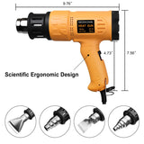 SEEKONE Heat Gun 1800W 122℉-1202℉（50℃- 650℃）Fast Heating Heavy Duty Hot Air Gun Kit Variable Temperature Control Overheat Protection with 4 Nozzles for Crafts, Shrinking PVC, Stripping Paint(5.2FT)