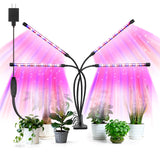 AURAZIGLI Led Grow Lights, 4 Heads Red Blue Plant Light with Clamp for Indoor Plants & Seed Starting, 10-Level Dimmable, Auto On Off, Timing 3 9 12Hrs