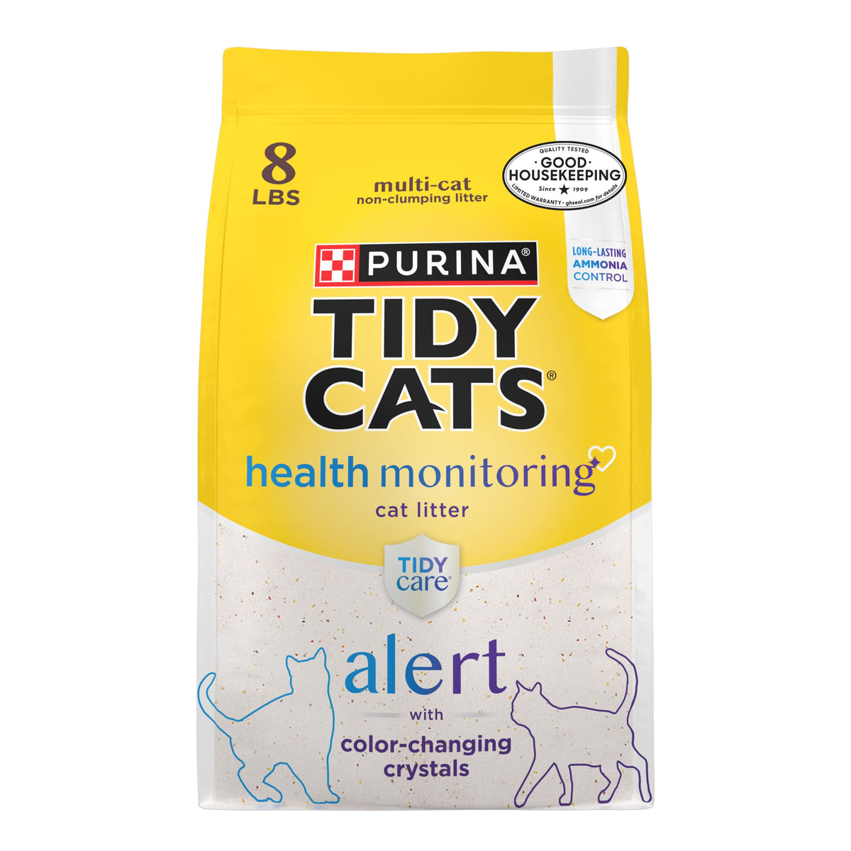 Purina Tidy Cats Care Alert Health Monitoring Litter, 8 lb | Non-clumping Color Changing Crystal Litter with Long-Lasting Ammonia Odor Control