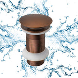 Go Bathrooms Bronze Basin Waste Unslotted Sink Plug Click Clack Mechanism Pop Up Push Down Design Bathroom Sink Plug for Basins No Overflow Solid Brass Satin Bronze