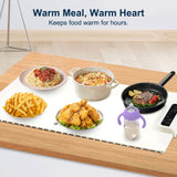Warming Mat for Food – Full Surface Heating Silicone Electric Tray with 3 Temp Levels, Auto Shut-Off & Safety Lock, Rollable & Portable Warming Pad for Buffets, Parties, Home Use – Beige