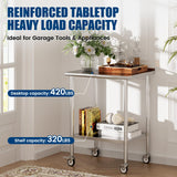 Chingoo Stainless Steel Work Table with Wheels, 24x30 Inch NSF Food Prep Table with Backsplash & Adjustable Undershelf for Commercial Kitchen, Restaurant, Garage, Outdoor BBQ