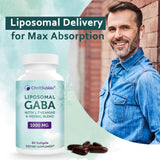 ChritBubble Liposomal GABA Supplements 1000mg with L-Theanine 200mg,High Absorption,Ashwagandha,Chamomile,Tart Cherry Herbal Supplement for Adults,120 Softgels,Non-GMO,Gluten Free