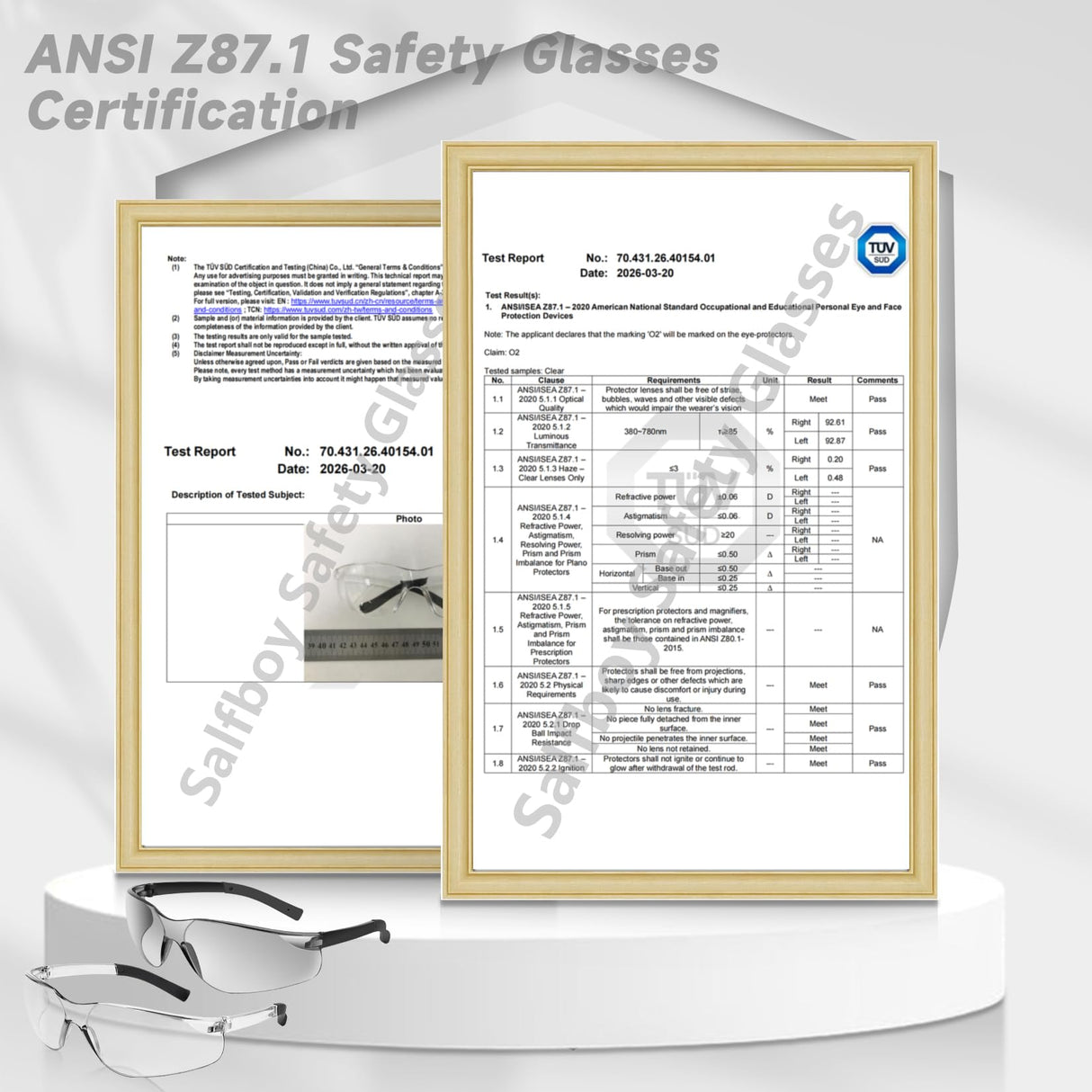 Salfboy Clear Safety Glasses Bulk of 10 ANSI Z87.1 Protective Eyewear Scratch-Resistant for Work, Lab, Construction