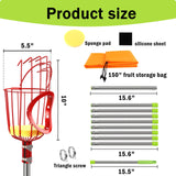 UQM 12.8FT Fruit Picker Pole Adjustable with Basket Harvest Bag