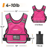 APEXUP Adjustable Weighted Vest, 4-10lb/12-18lb/20-32lb Vest with 6 Ironsand Weights and Large Pocket, Weight Vest for Men Women Strength Training, Running, Walking (4-10lb, Pink)