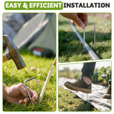 Heavy Duty 12 Inch Galvanized Landscape Staples Stakes, 50 Pack 8 Gauge