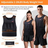 Wolliwa Adjustable Weighted Vest for Men Women,2-20 Lbs Adjustable Weights Weighted Vest with Straps Running Weight Vest Walking Strength Training Fitness,Black,14 PCS Sandbags,Each 1.27 Lbs