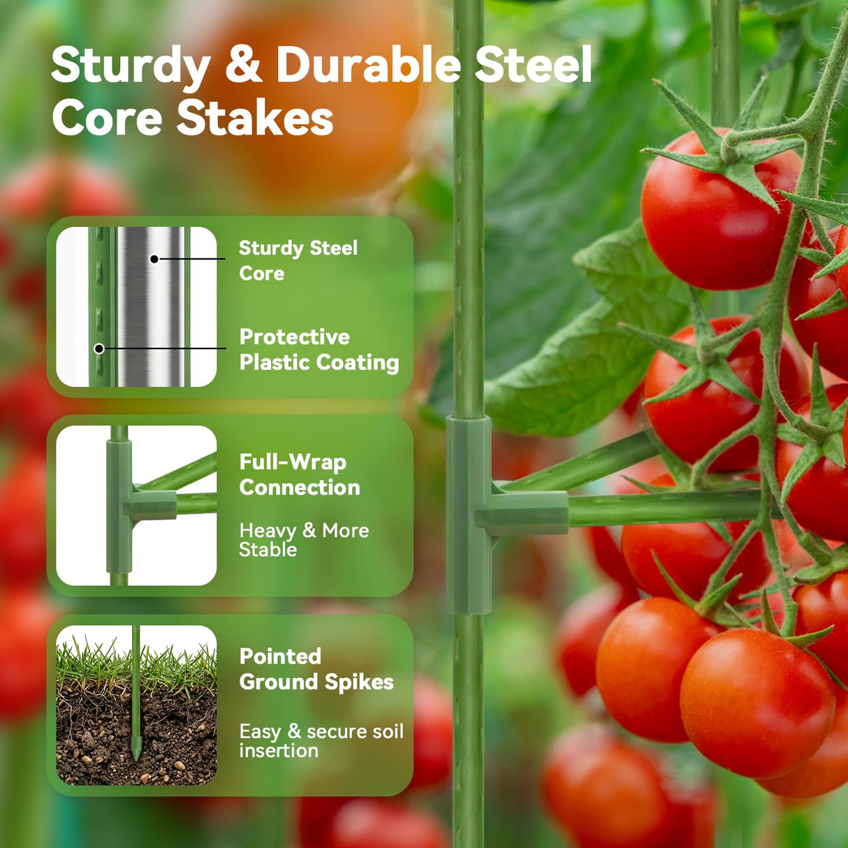 SOUNDVALUE 3 Pack Tomato Cage with 10 Gallon Grow Bag for Garden Balcony