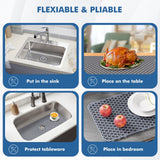Bestjing Silicone Sink Protectors for Kitchen Sink with Center Drain - 29.7"x 15.5" Kitchen Protector Accessory, Non-Slip Heat Resistan Mat for Bottom of Farmhouse Stainless Steel Porcelain (Gray)