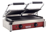 Kratos Commercial Electric Panini Sandwich Grill with Grooved Top and Smooth Bottom Plates, 18.7"x9" Cooking Surface, Commercial Countertop Panini Press, 120V, 3500W (29Y-025)