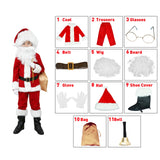 ELFJOY Children's Santa Suit Kids Christmas Halloween Costume Cosplay Set of 11 Pcs (Small)