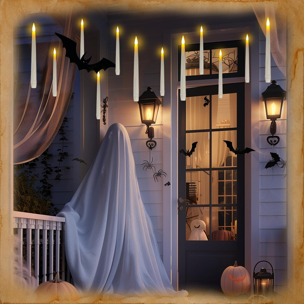 Homemory 20PCS Floating Candles with Wand Remote, Magic Hanging Candle with Timer, Flickering Warm Light Floating Candles for Halloween Christmas Birthday Party Decor