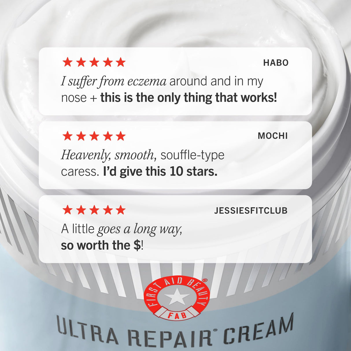 First Aid Beauty - Ultra Repair Cream, Intense Hydration Whipped Colloidal Oatmeal, Clinically Proven to Strengthen Skin Barrier in 7 Days & Helps Relieve Eczema, Luxury Face & Body Moisturizer, 12 oz