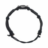 Adjustable Black Leather AA Bracelet with Alcoholics Anonymous Charm