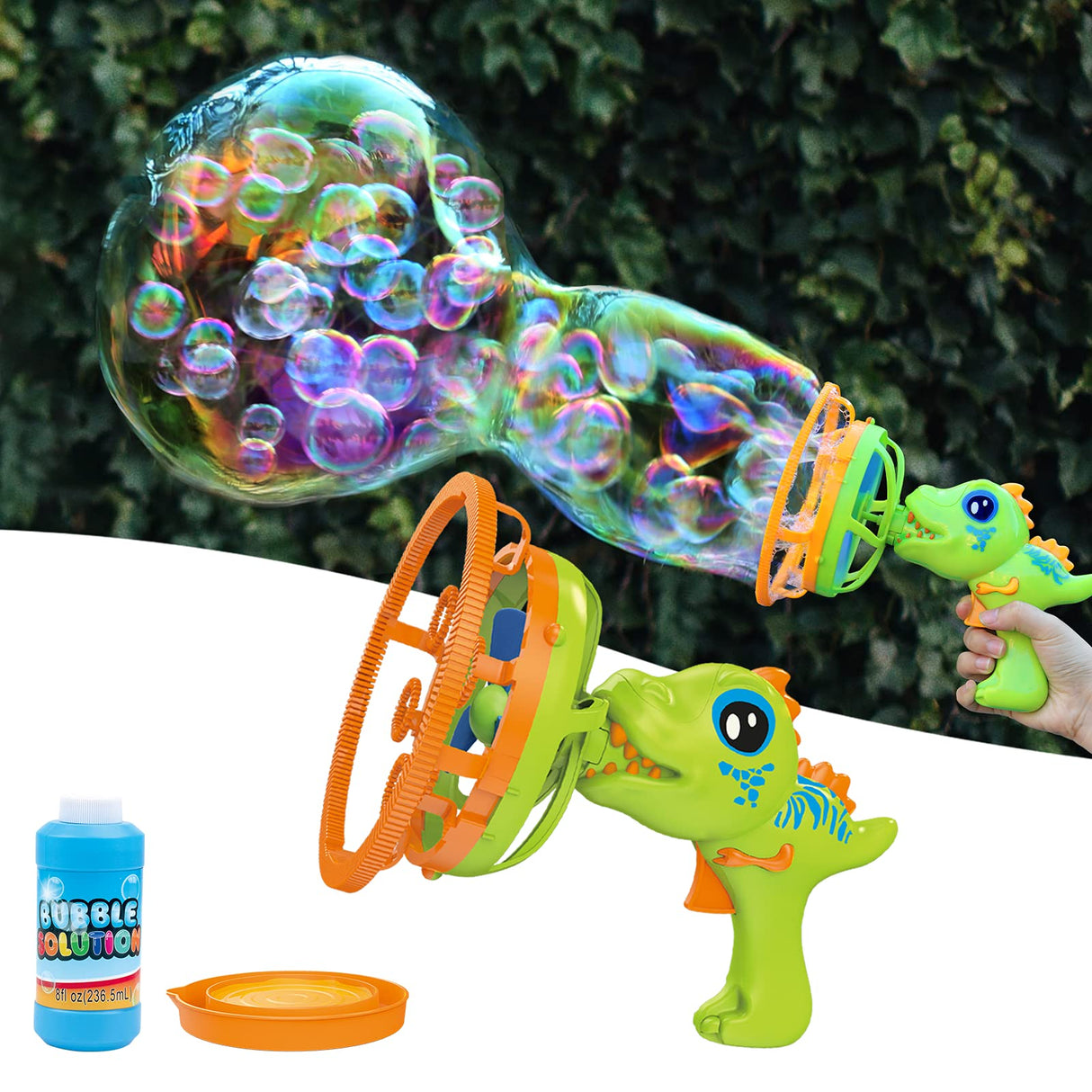 Bubble Gun Bubble Machine Dinosaur Bubble Blower Toy for Kids and Toddlers Bubble in Bubble Gun Party Favors Birthday Christmas Easter Gift for 3 4 5 6 7 8 9 Years Old Boys and Girls (Green)