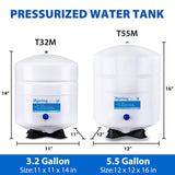 iSpring T32M Pressurized Water Storage Tank with Ball Valve for Reverse Osmosis RO Systems, 4 Gallon, 1/4" Tank Valve Included, White