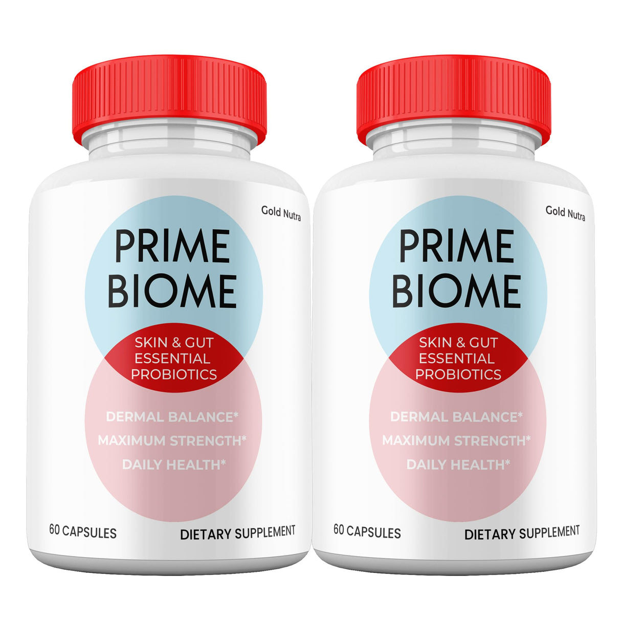 Gold Nutra (2 Pack) Prime Biome Pills, Prime Biome All Natural Supplement Skin and Gut Probiotics Capsules, 2 Month Supply