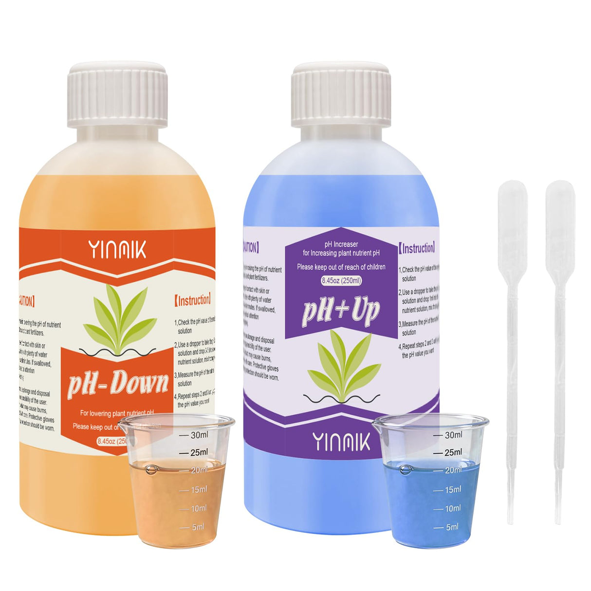 YINMIK General Hydroponic pH Up Down Liquid, pH Control kit Adjust pH Level