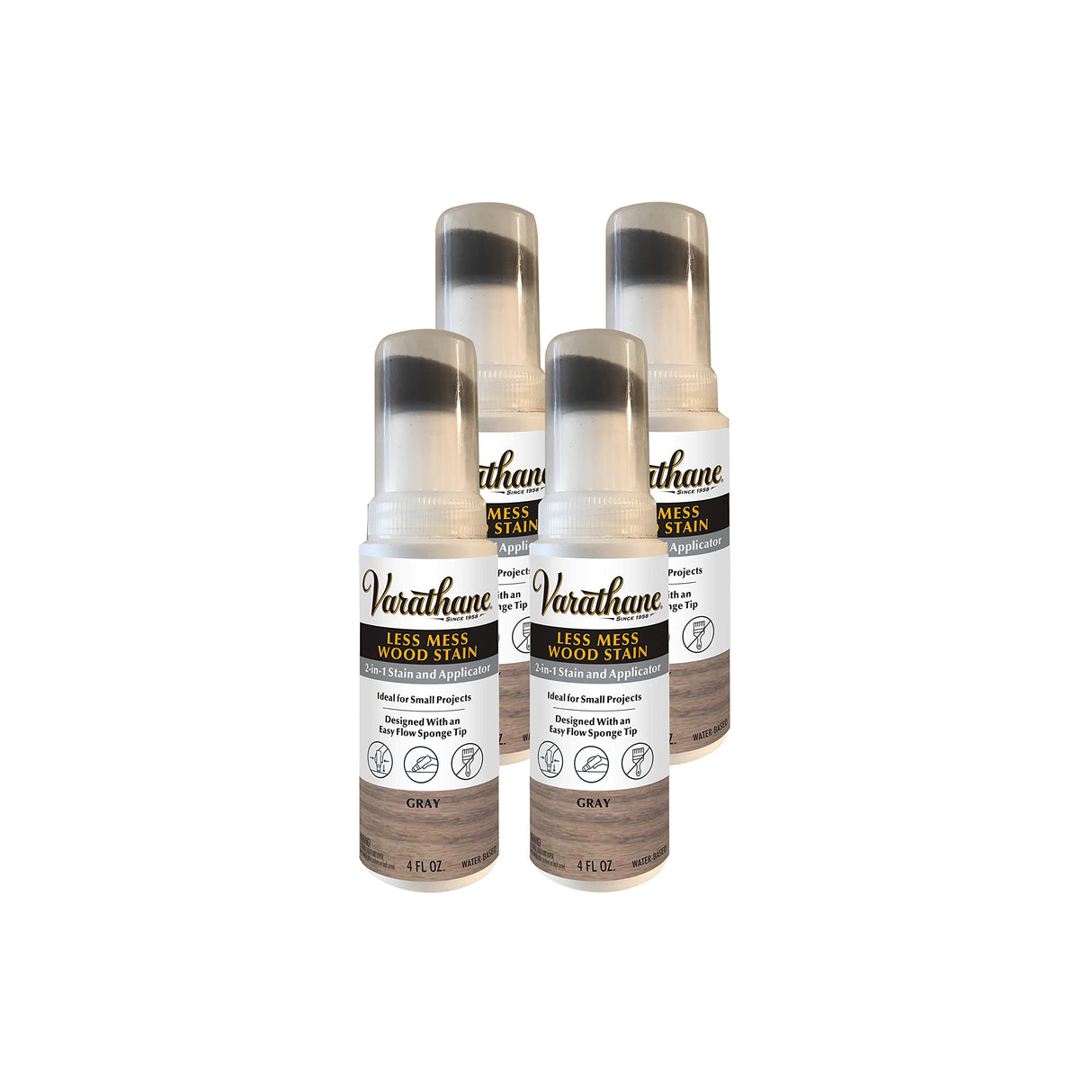 Varathane 368034-4PK Less Mess Wood Stain and Applicator, 4 oz, Gray, 4 Pack