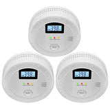 3 Pack Combination Photoelectric Smoke and Carbon Monoxide Alarm Detector with Digital Display; Battery-Operated Smoke Carbon Monoxide Alarm