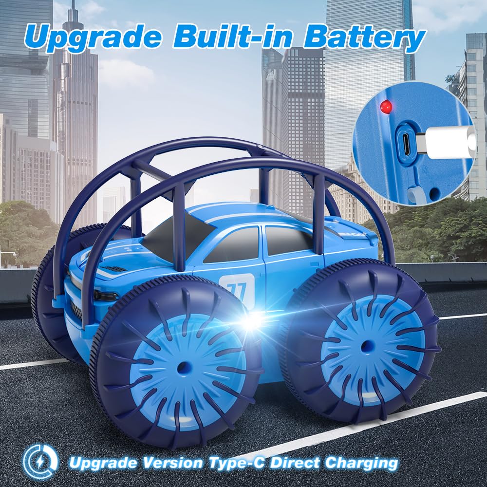 MaxTronic Amphibious Remote Control Car,Rechargeable RC Cars Toy 360° Flips Rotation Stunt Crawler 15KM/H 4WD All Terrain Outdoor Indoor Toy for Kids Boys Girls 3-12