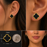 2 Pair Set I 18K Gold Plated Clover Earrings for Women | Four Leaf Stud Earrings | Valentines Gift I Anniversary I Wedding I Occasion