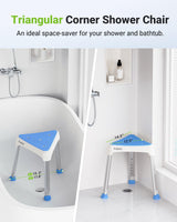 Space-Saving Triangular Shower Chair for Inside Shower with EVA Pad, 400 lbs Adjustable Shower Chair for Elderly and Disabled, Non-Slip Shower Seat, Bath Chair for Tub, Tool-Free, FSA/HSA Eligible