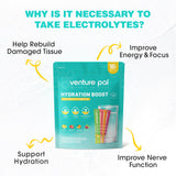 Venture Pal Sugar Free Electrolyte Powder Packets - Liquid Daily IV Drink Mix for Rapid Hydration & Party Recovery | 5 Vitamins & 7 Electrolytes| Keto Friendly | Non-GMO | Certified Vegan | 16 Sticks
