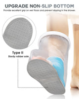 Waterproof Foot Cover for Shower Adult with Upgraded Non-Slip Bottom, Shower Boots for Foot after Surgery, Watertight Ankle Cast Protector Showeing Boot Cover for Bandage Dressing Wound, Reusable