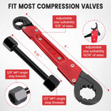 Vorhixa 6 Pcs Plumbing Tools Kit with Angle Stop Wrench & 1/2-Inch Compression Sleeve Puller, Professional Plumbers Wrench, Sandpaper and Storage Bag for Frozen/Corroded Angle Stop