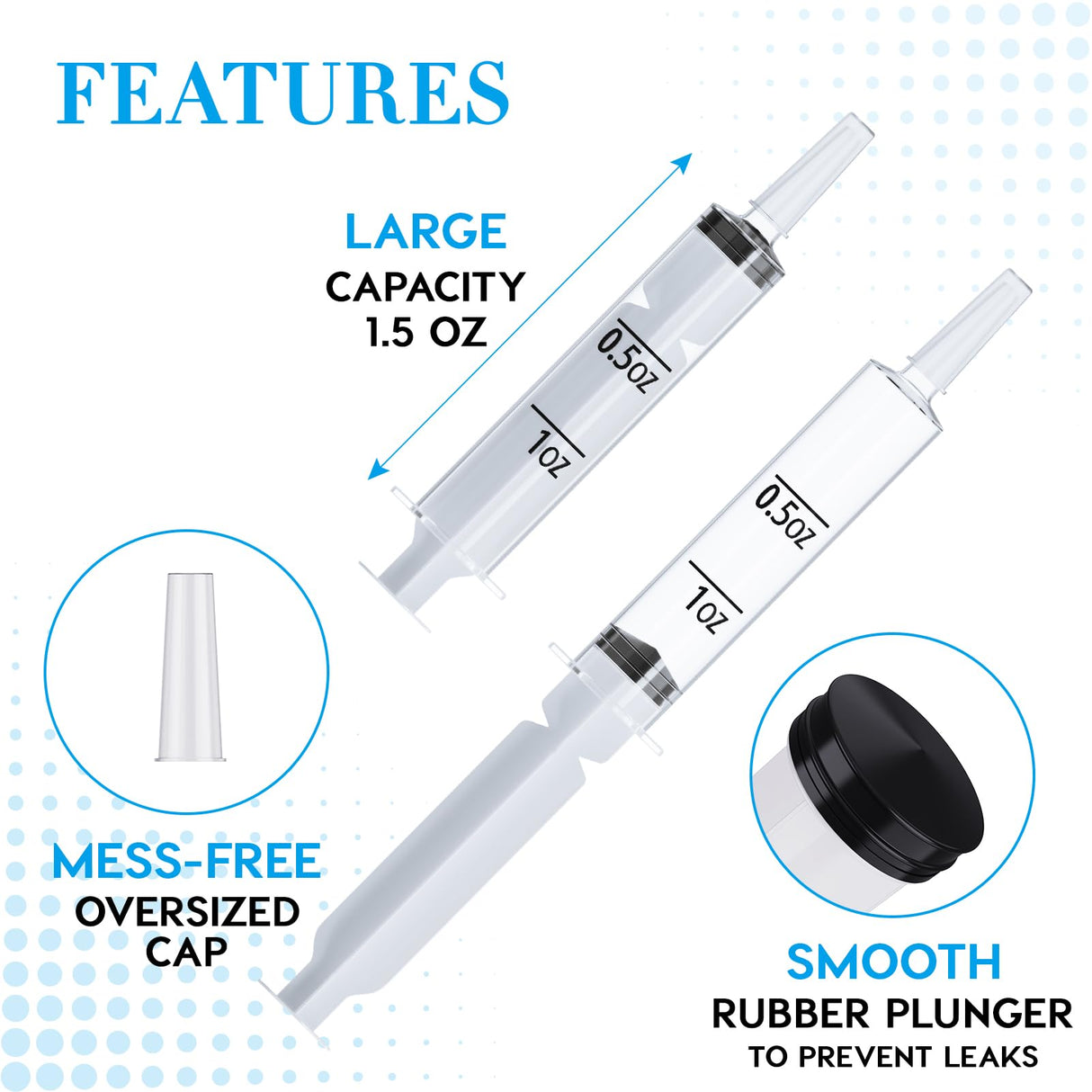 FOCUSLINE 50 Pack Jelly Shot Syringes, 1.5 OZ Capacity Plastic Shot Glasses, Durable Jelly Shot Syringes with Lid, Perfect for Halloween, Thanksgiving, Christmas