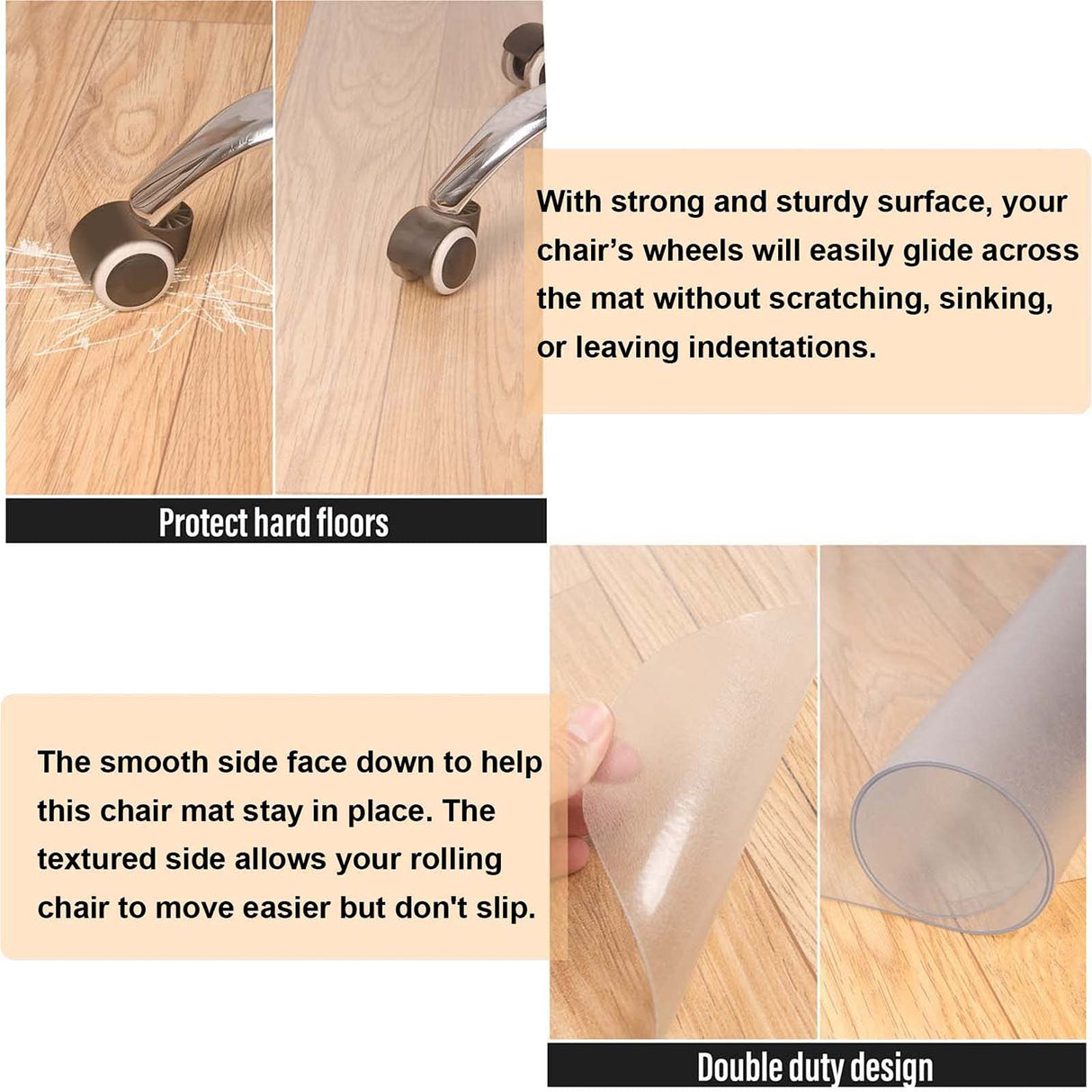 AiBOB Chair Mat for Hardwood Floor, 36 X 48 inches Desk Chair Mat for Wood and Tile Floors, Protection Mats for Office and Home, Easy Glide for Chairs