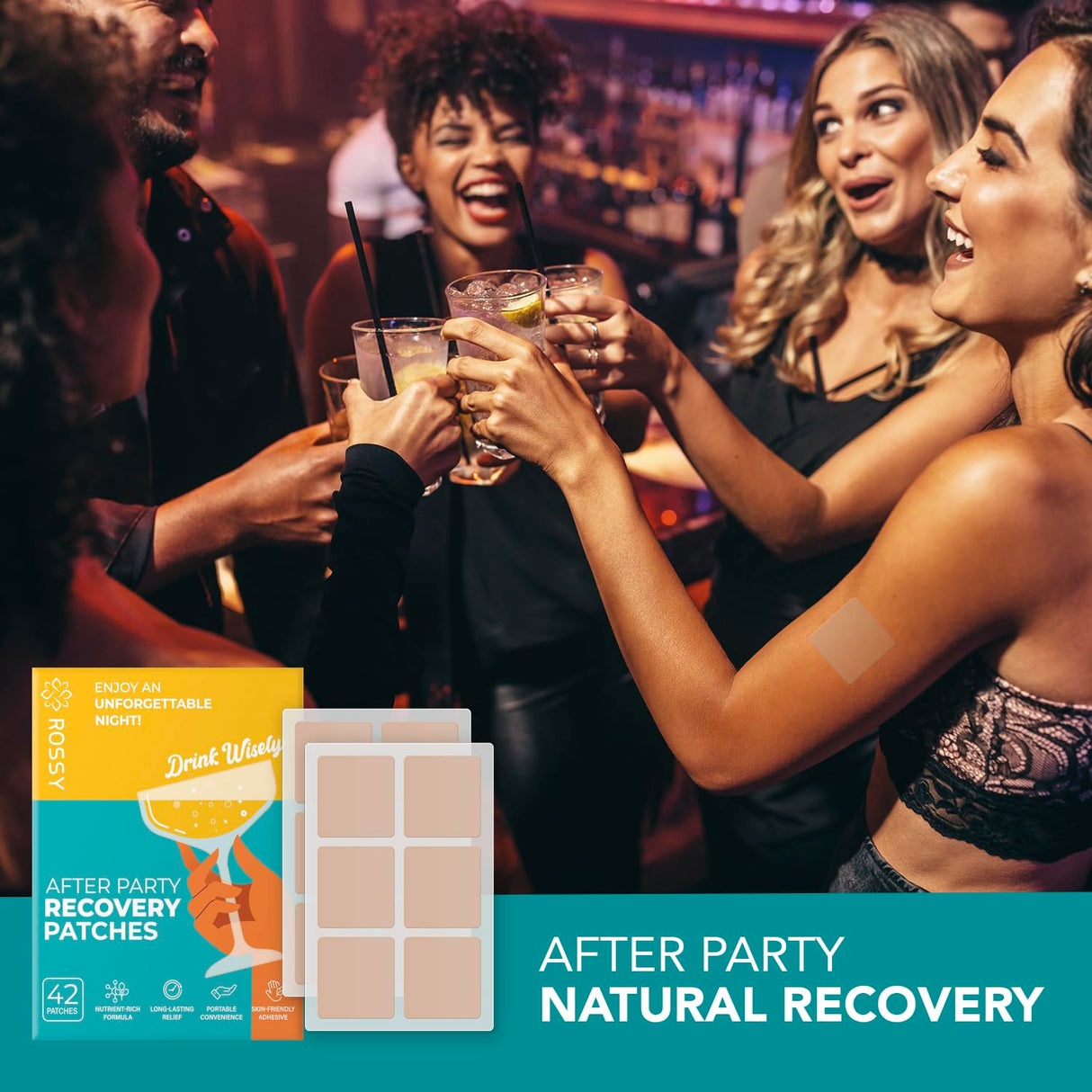 Party Recovery Patch: Fast-Acting Relief for Men and Women with Green Tea, Use Before Drinking, Enjoy No Regret Night and Wake Up Refreshed
