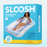 SLOOSH Inflatable Tanning Pool Lounger Float, 70" x 46" Pool Floats Adult with Pillow, 4 in 1 Suntan Tub Raft Floatie,Sunbathing Bed Lounge for Water Blow Up Ball Pit Party Gifts, Blue Marble