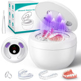 Upgraded Ultrasonic Retainer Cleaner Machine, 45kHz Ultrasonic Dentures Cleaner for Night Guards, Braces, Aligner, Toothbrush, Jewelry and More, 200ML Capacity, White
