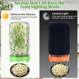 Seed Sprouting Jar Kit with Mung Beans 2.9oz, 2 Large Wide Mouth Mason Jars with Sprouting Lids, Blackout Sleeves, Drain Tray, Sprouts Growing Kit for Growing Bean, Alfalfa, Radish Sprout Seeds
