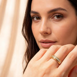 ZDZM Chunky Sparkle Gold Fidget Rings for Women Men Spinner Rings for Anxiety Relieving, Hypoallergenic 18K Gold Plated Full CZ Eternity Band Ring for Women, 6mm Wide Gold Rings Size 7