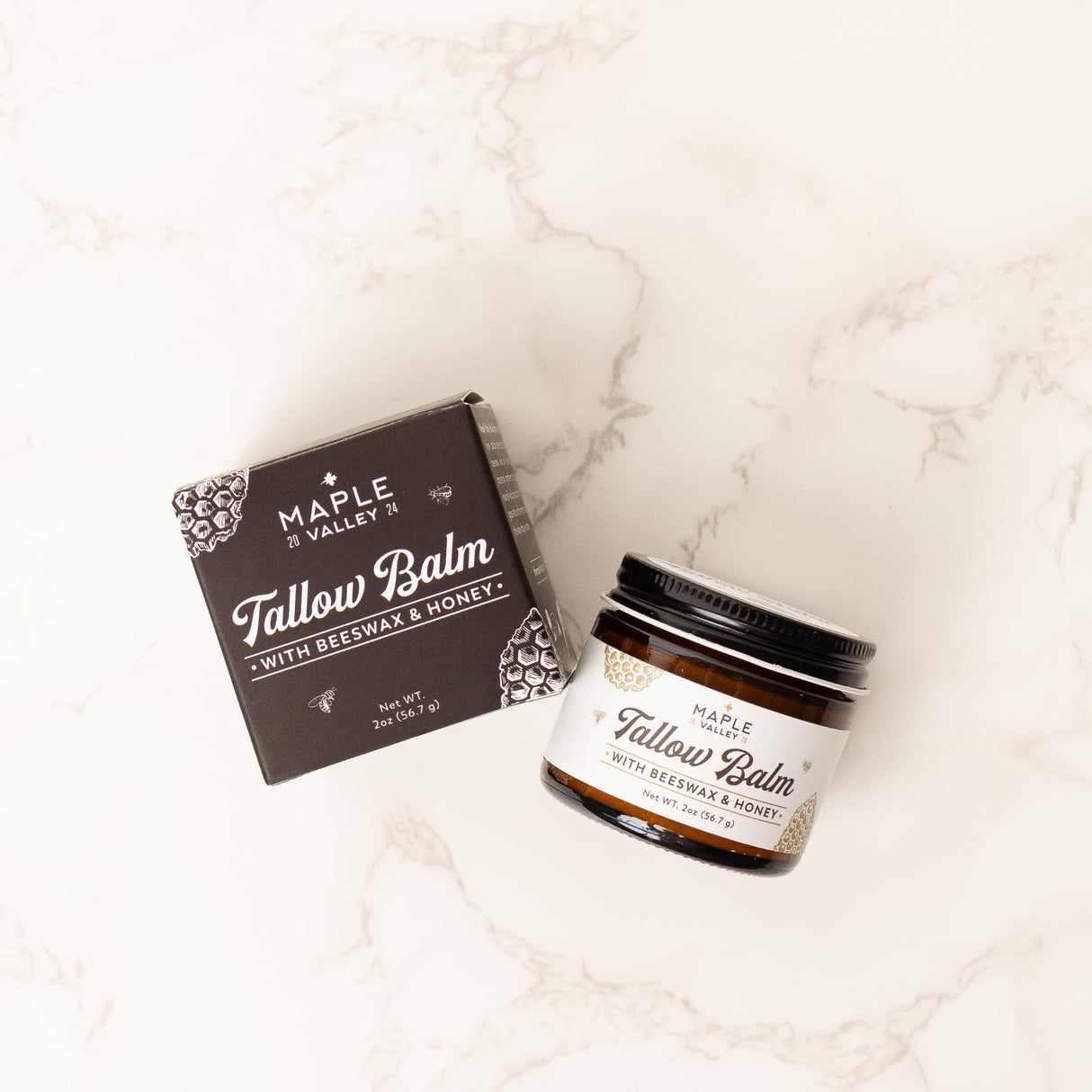 The Maple Valley Beef Tallow For Skin | Tallow and Honey Balm | Grass Fed & Finished Tallow Face Moisturizer with Beeswax and Raw Honey | Unscented, 2 oz