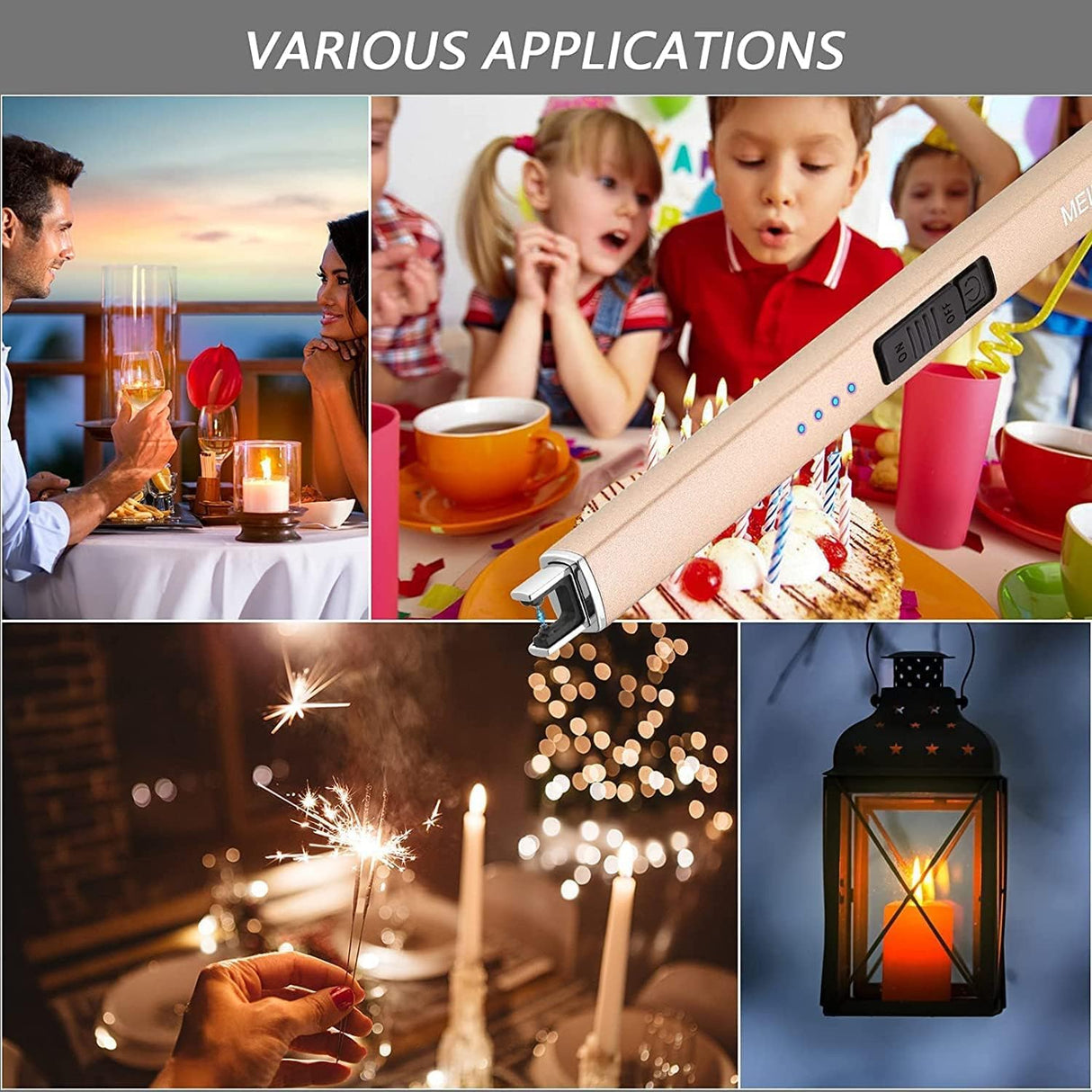 MEIRUBY 2 Pack Electric Candle Lighter, Christmas Stocking Stuffers Gifts for Women Mom Men Wife Sister, USB Arc Rechargeable Windproof Long Lighter for Candle BBQ Housewarming Birthday Gifts Idals