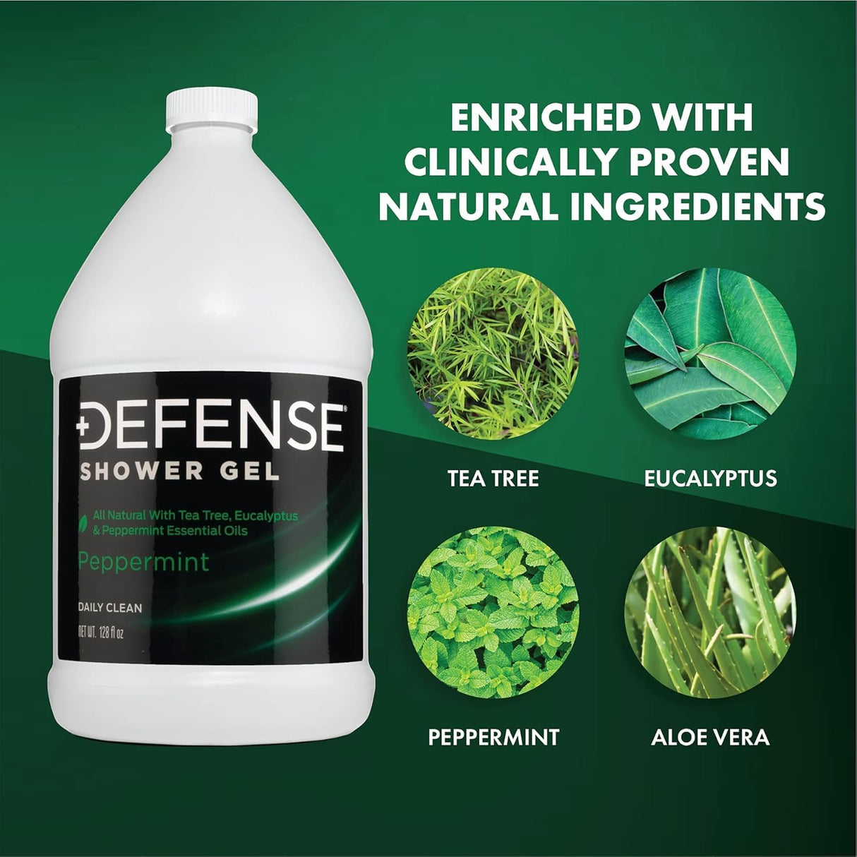 Defense Soap Peppermint Body Wash Shower Gel 1 Gallon (128 Fl Oz)