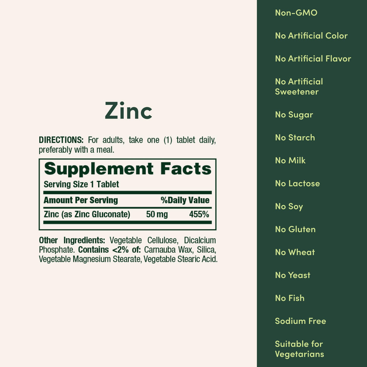 Nature’s Bounty Zinc 50mg,Immune Support & Antioxidant Supplement,Promotes Skin Health,1 Caplet Per Day,Gluten Free,250 Vegetarian Caplets,(Pack of 2)