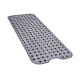 YINENN Bath and Shower Safety Mats 40x16 inch, Non Slip with Suction Cups for Bathroom Stall and Tub Floor, Extra Large and Machine Washable, Drain Holes Keep Bathtub Clean, Clear Light Black