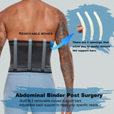 PARPERNA Abdominal Binder Post Surgery Hernia Support Belt Belly Wrap for Men Women, Post-Surgery Stomach Compression Belly Band for Post C Section, Natural Birth, Abdominal Injuries (Black, X-Large)