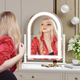 Gvnkvn Lighted Makeup Mirror, Hollywood Vanity Mirror with Lights, Three Color Lighting Modes, and Detachable 10X Magnification Mirror, Smart Touch Control, 360°Rotation (15.2in. Curved)