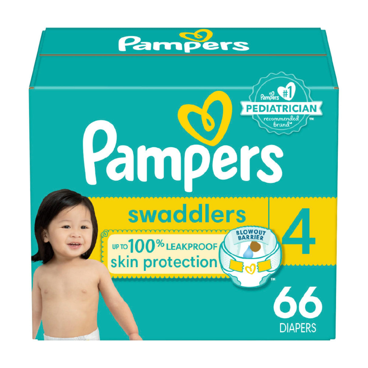 Pampers Baby Diapers - Swaddlers - Size 4, 66 Count, Ultra Absorbent Disposable Infant Diaper