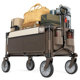 Timber Ridge Collapsible Outdoor Folding Wagon Cart Heavy Duty Camping Patio Shopping Garden Cart with Side Bag Cup Holder, Tan